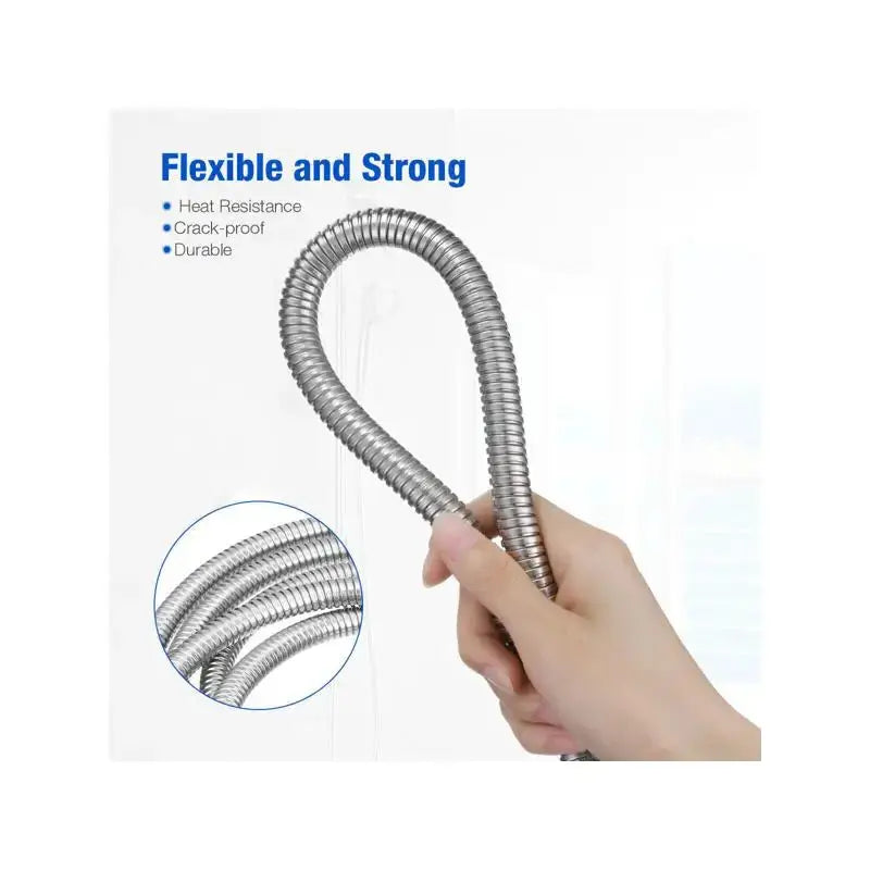 2m Flexible Shower Hose For Handheld Showerhead Stainless Steel Braided Tube Brass Core Kink Free Leak Free
