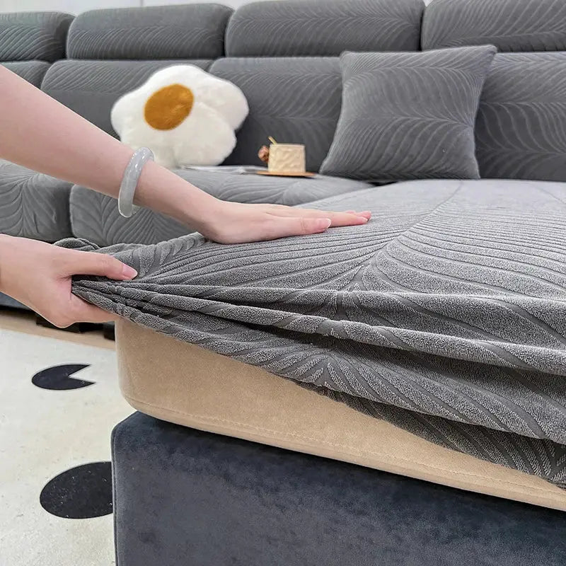 Simples Market splash-proof jacquard sofa cover in gray; high elasticity, anti-dirt and anti-cat-scratch cushion cover