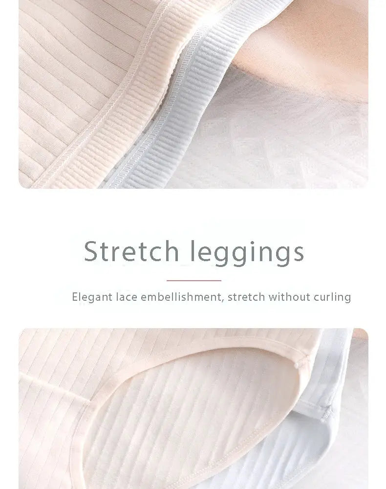 Simples Market women's cotton high-waist panties, ribbed beige and light-blue solid briefs.