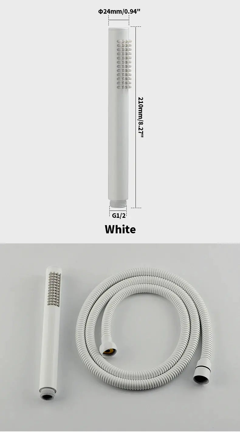 White Simples Market handheld shower head with coiled hose, 2-piece set
