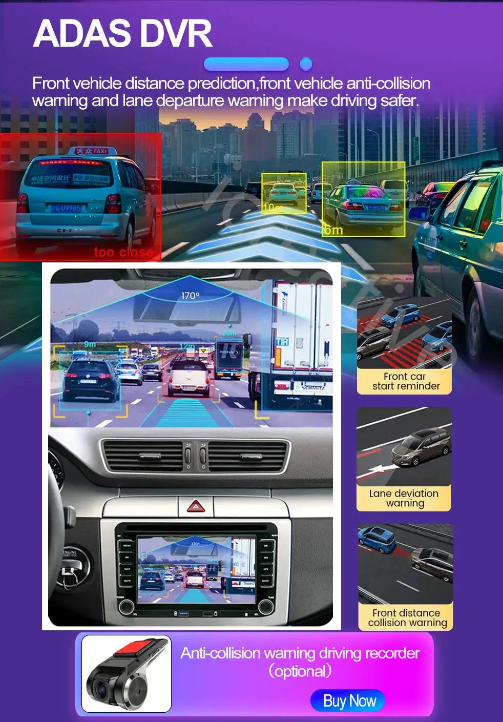 2Din Android car stereo for VW/Skoda; universal multimedia head unit with CarPlay, GPS, WiFi by Simples Market