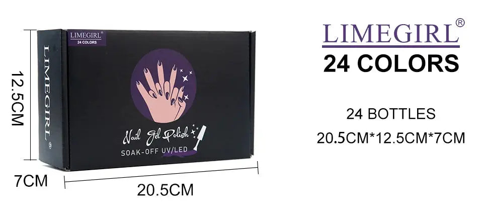 Limegirl gel nail polish set, 24 colors, boxed kit with 24 bottles
