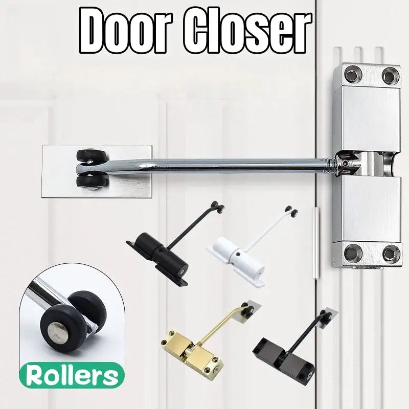 Door closer by Simples Market, 20–40kg adjustable spring hardware; metal finishes in black, white, brass, silver