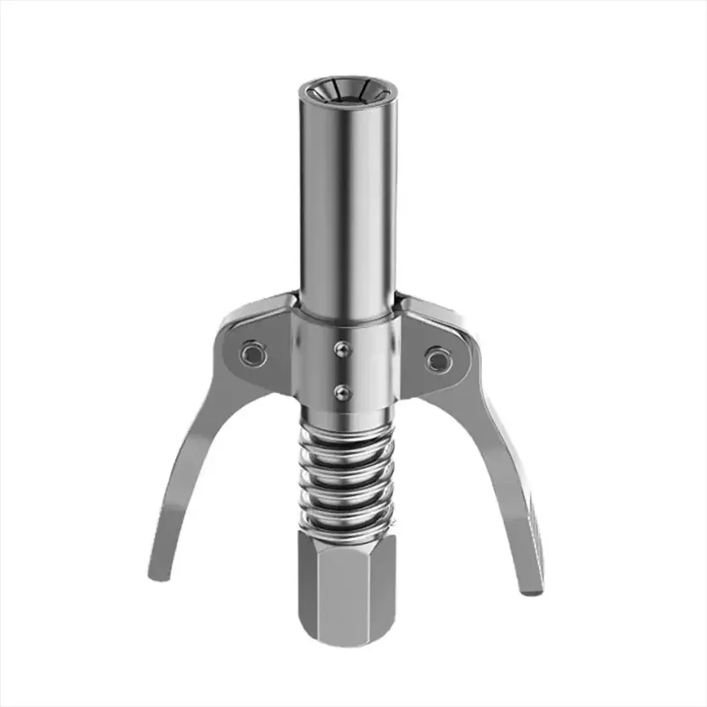 Grease gun coupler with quick-release, chrome-plated metal for automotive lubrication