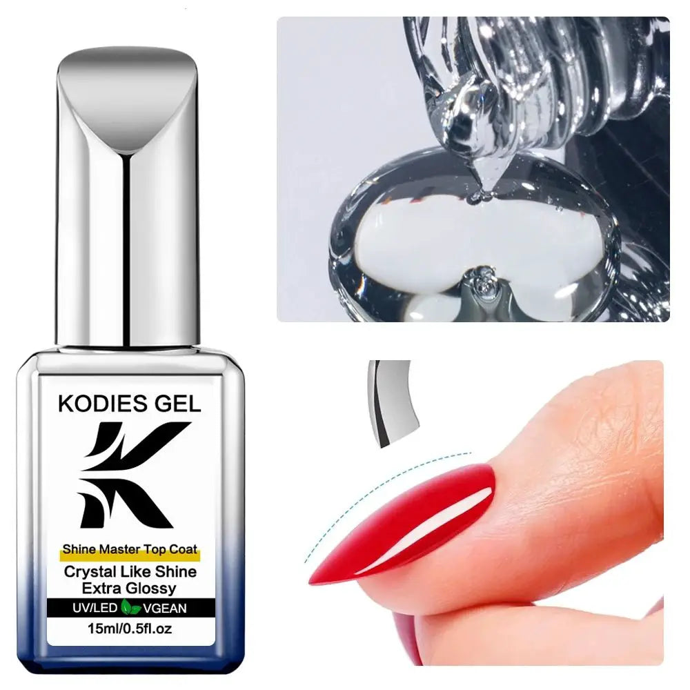 KODIES Chrome Top Coat Gel Nail Polish - UV Gel Finish, 15ML, No Wipe, Semi - Permanent - Simples Market