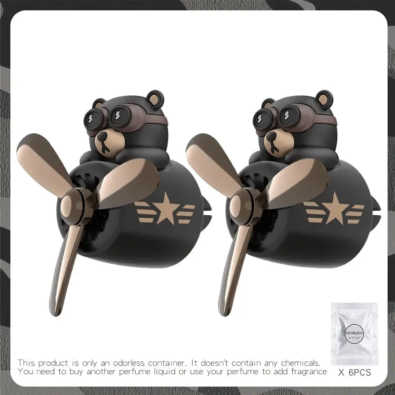 Odorless DIY Perfume Ornament Airplane Pilot Bear Car Air Freshener Vent Clip Fragrant Diffuser Decoration For Men