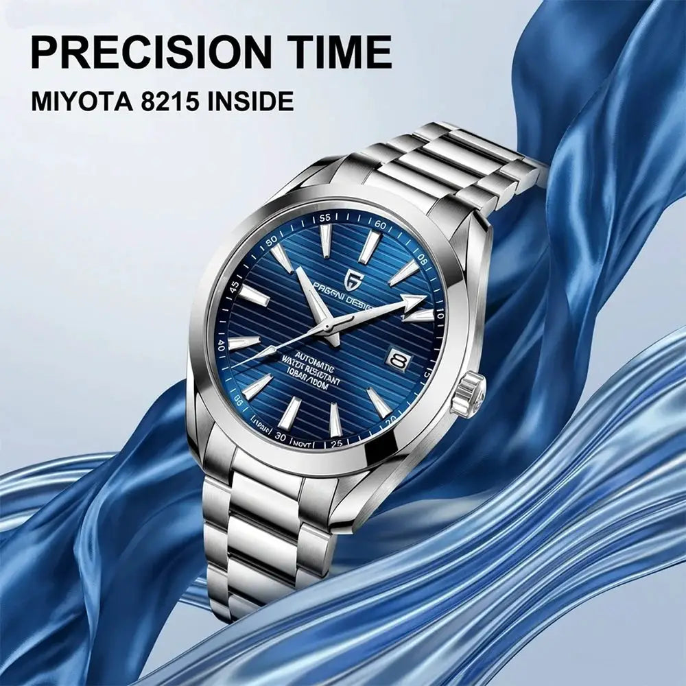 PAGANI DESIGN A150 40mm men's stainless steel bracelet watch with blue dial