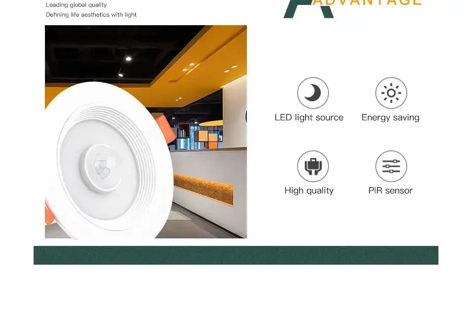 Simples Market PIR motion sensor LED downlight, round white recessed ceiling light for living rooms