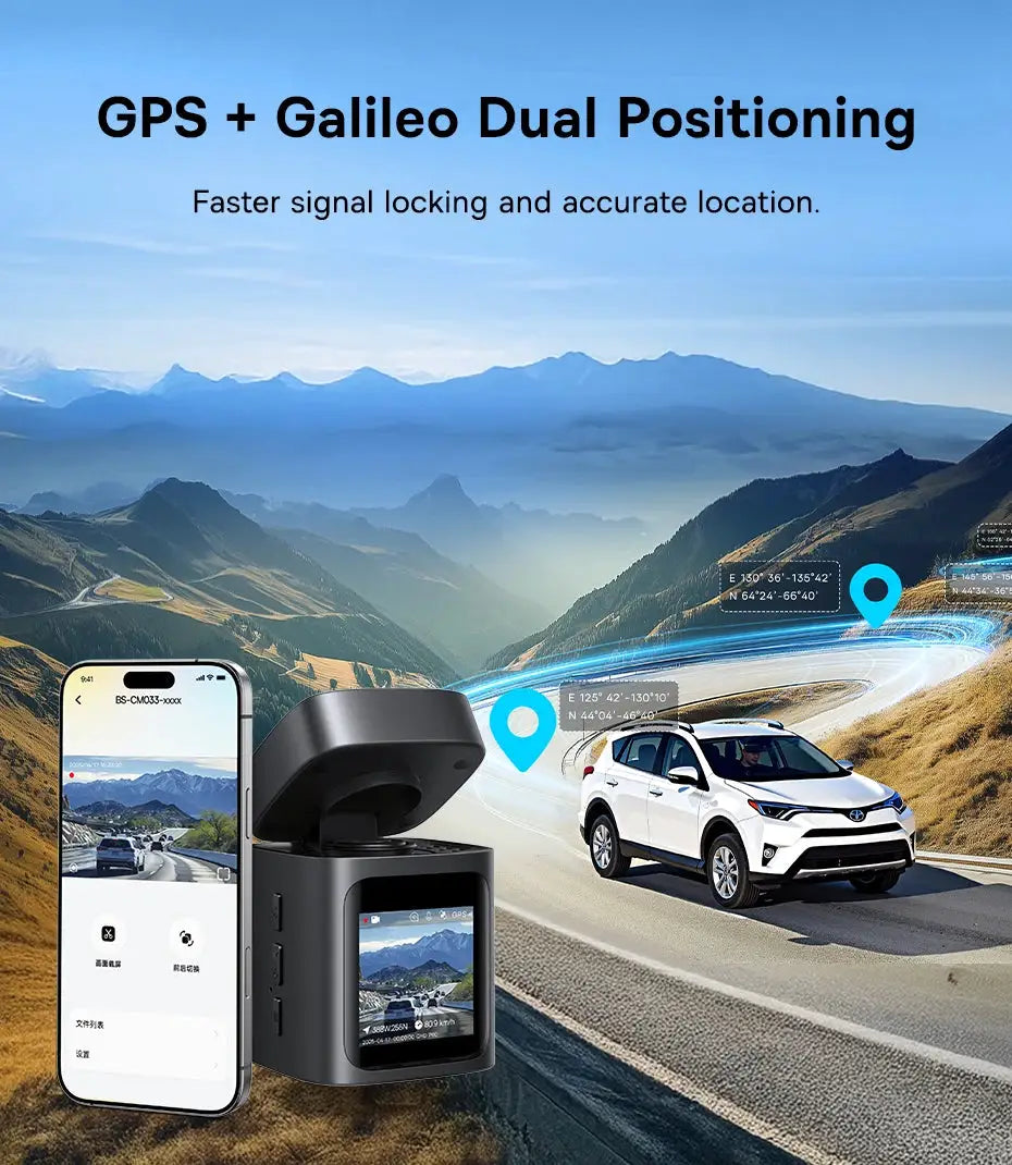 Baseus 3K dash cam VD1 with front & rear cameras, built-in GPS Galileo, black car DVR