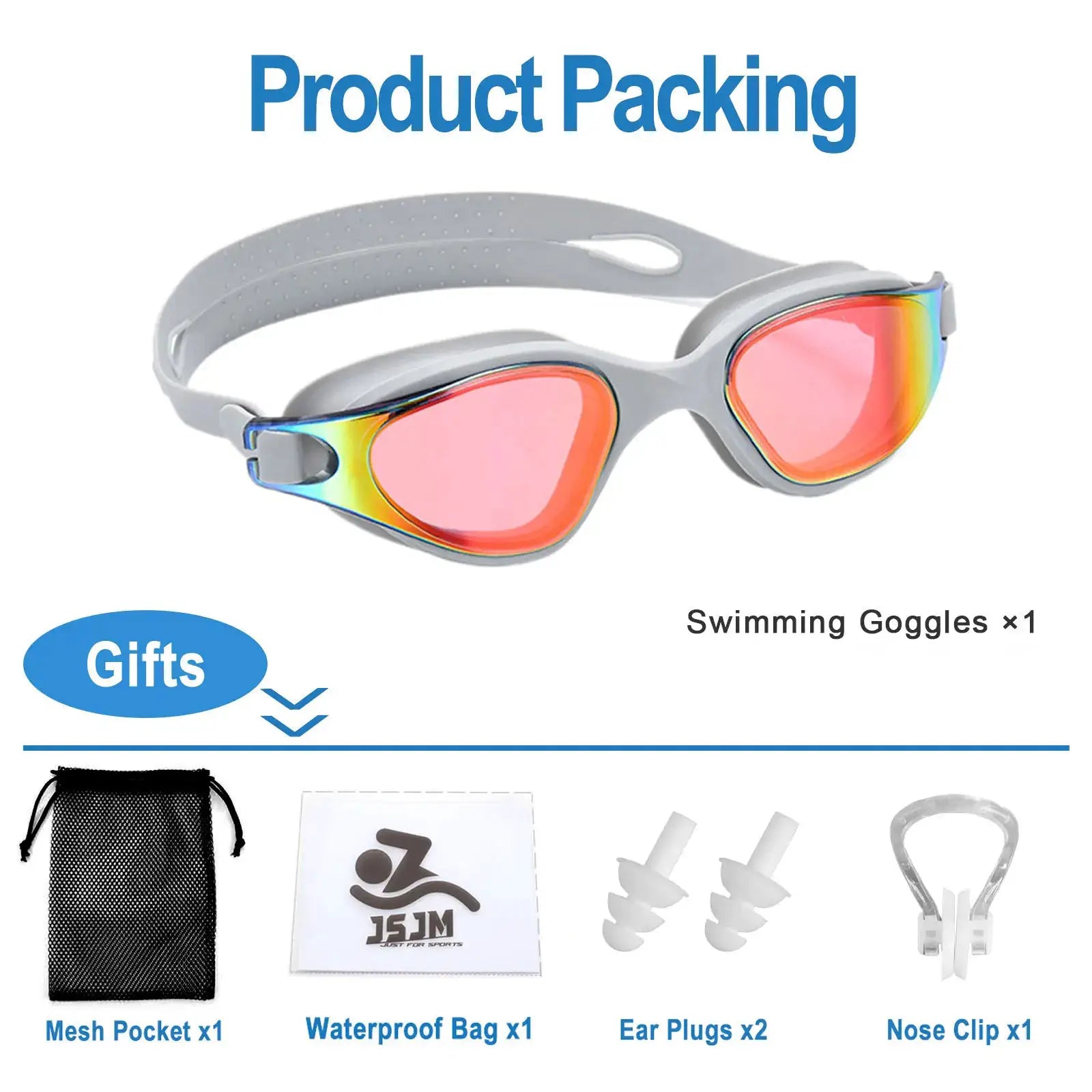 Unisex Adult Swimming Goggles Anti Fog Swim Glasses Adjustable Silicone Strap Waterproof Eyewear