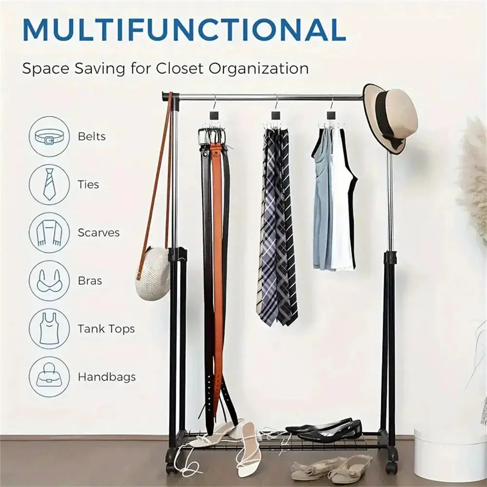 360 Degree Rotating Hanger Hook Claw Organizer For Belts And Ties