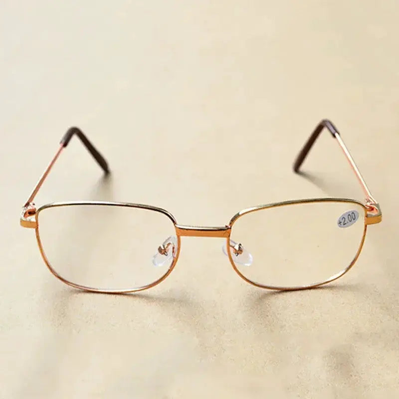 OptiVintage Metal Frame Square Reading Glasses Anti Fatigue High Definition Presbyopia Diopters 1.0 1.5 2.0 3.5 4.0
