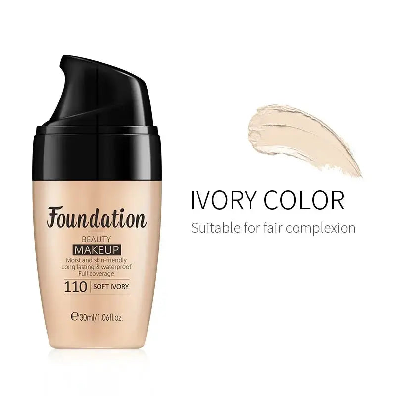 Laikou Liquid Foundation Multiple Shades Hydrating Natural Finish Creamy Full Coverage Makeup Base Longwear 30ml