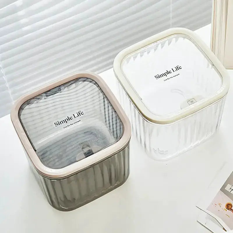 Transparent Mini Desktop Storage Box With Pop Up Lid Waterproof Multifunctional Organizer For Beads Detergent Powder