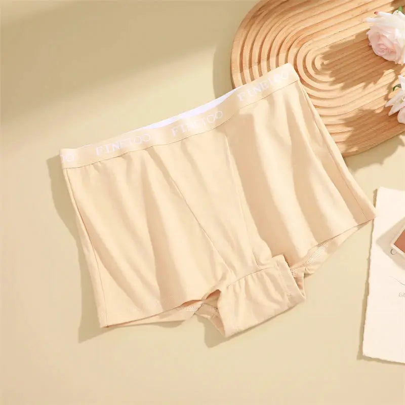 3-pack beige cotton seamless panties with Finetoo waistband.