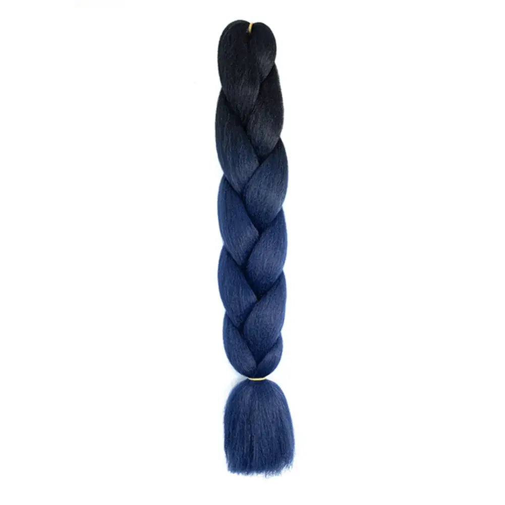 24-inch jumbo synthetic braiding hair extension, Afro Ombre blue-black, Simples Market