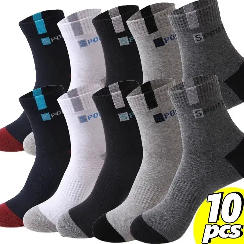 Men's Cotton Socks Breathable Soft Comfort Middle Tube For Running And Sports With Letter Fashion Design Elastic