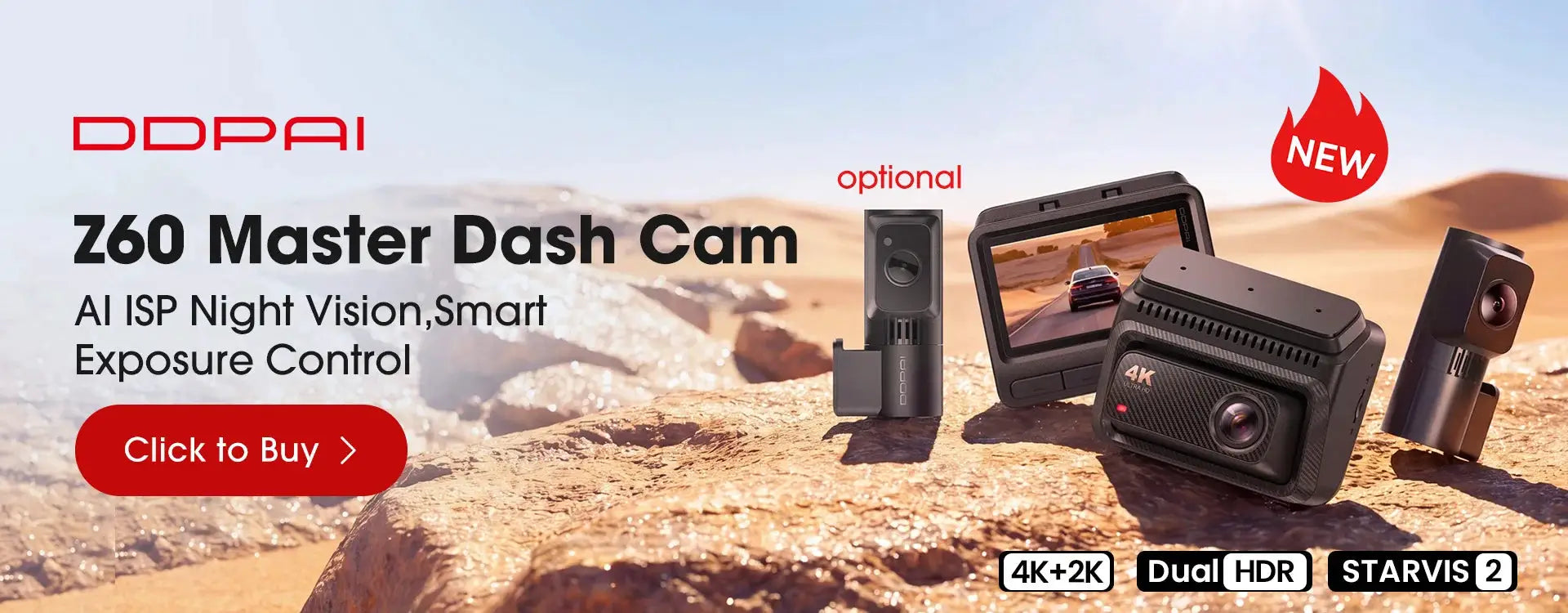 DDPAI Z60 Pro 4K Dash Cam with dual Sony sensors, GPS, WiFi, ADAS