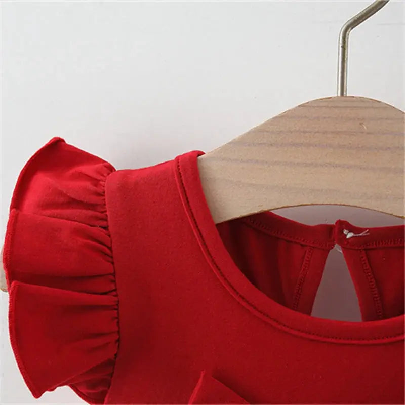 Red Baby Girl Dress With Heart Embroidery Mesh Bow Tutu For Birthday Party Dress