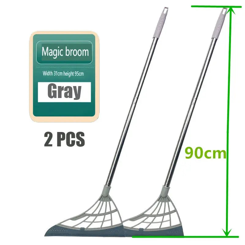 2-piece silicone window cleaning wiper set with long aluminum handles and dual squeegee heads, 90 cm
