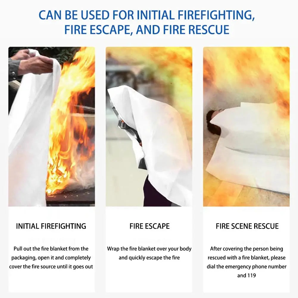 Portable Fire Blanket Flame Retardant Emergency Safety Cover Fiberglass Reusable Fireproof Mat For Home Kitchen