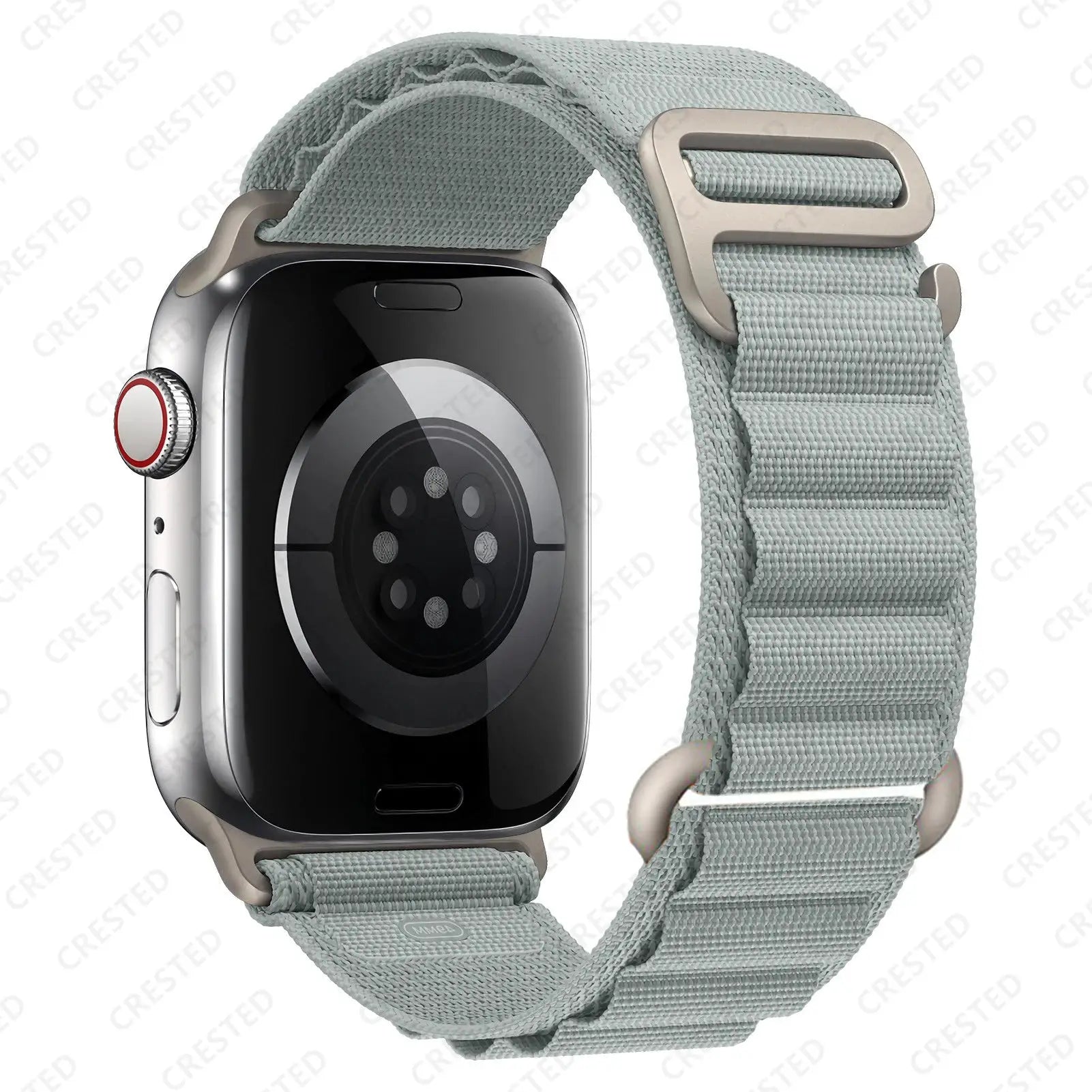Simples Market Apple Watch nylon Alpine strap, light gray, adjustable metal buckle, fits 40–49mm models