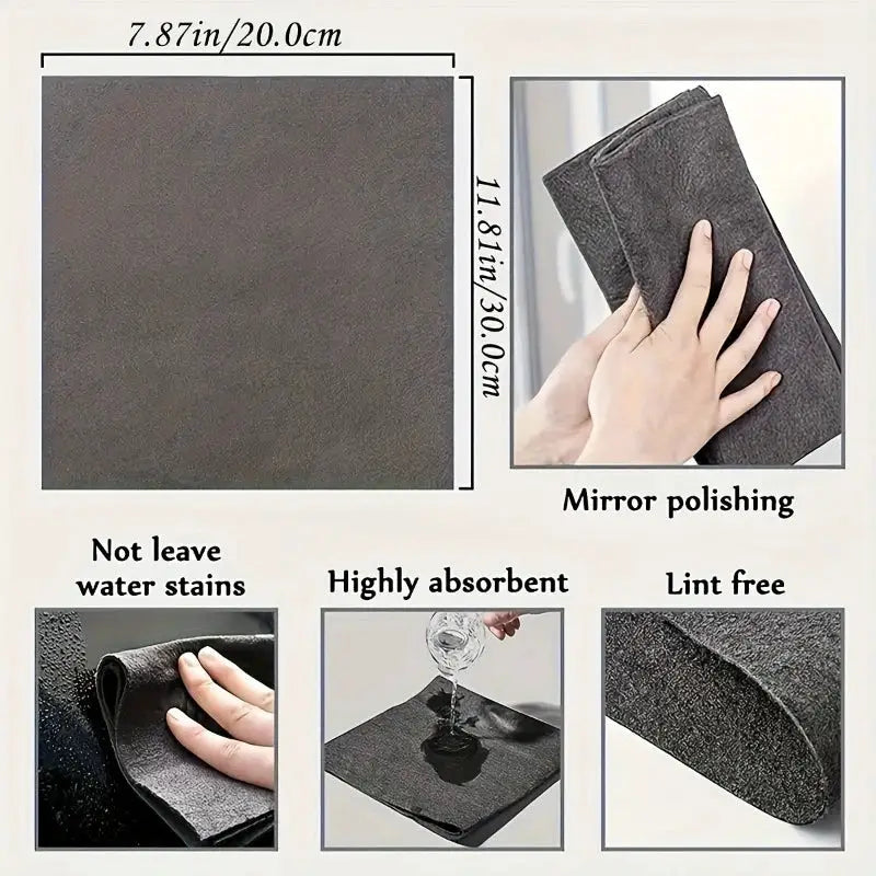 Magic Glass Cleaning Cloth Simples Market, thick dual-sided microfiber towel for glass, highly absorbent and lint-free