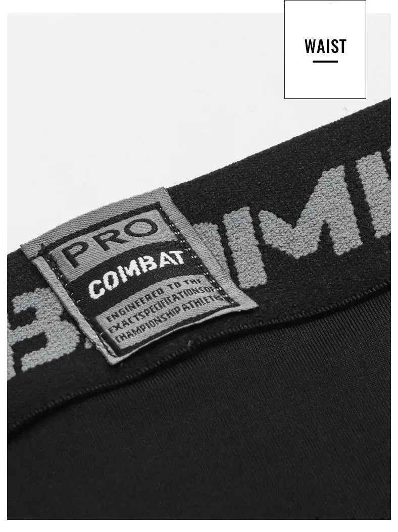 SONECHOKI men's compression pant with Combat Pro waistband patch; black polyester gym leggings