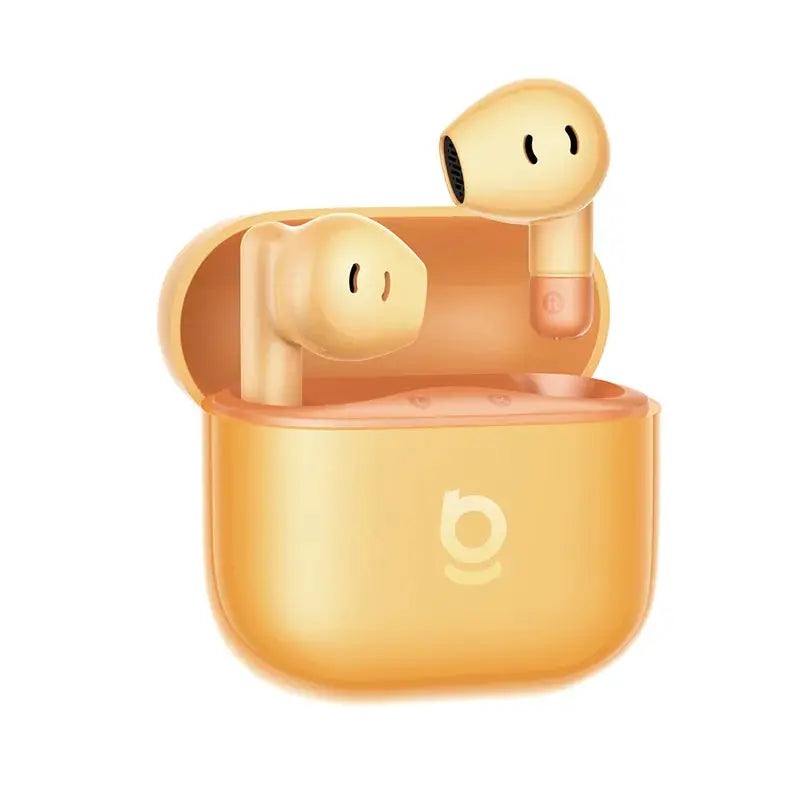Baseus Bass BS2 Lite true wireless earbuds in golden yellow with charging case