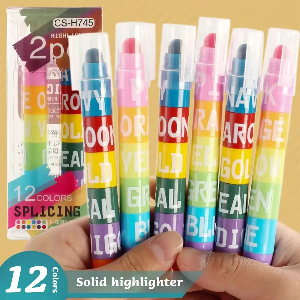 Simples Market 12-color highlighter pen set with solid color barrels and colorful caps