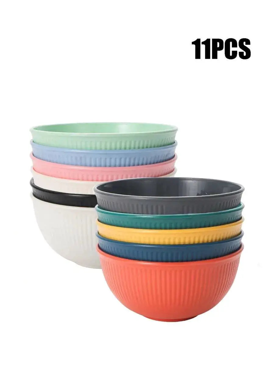 4 To 11 Piece Plastic Bowl Set Reusable And Durable For Camping Picnics Kitchen Microwave And Dishwasher Safe