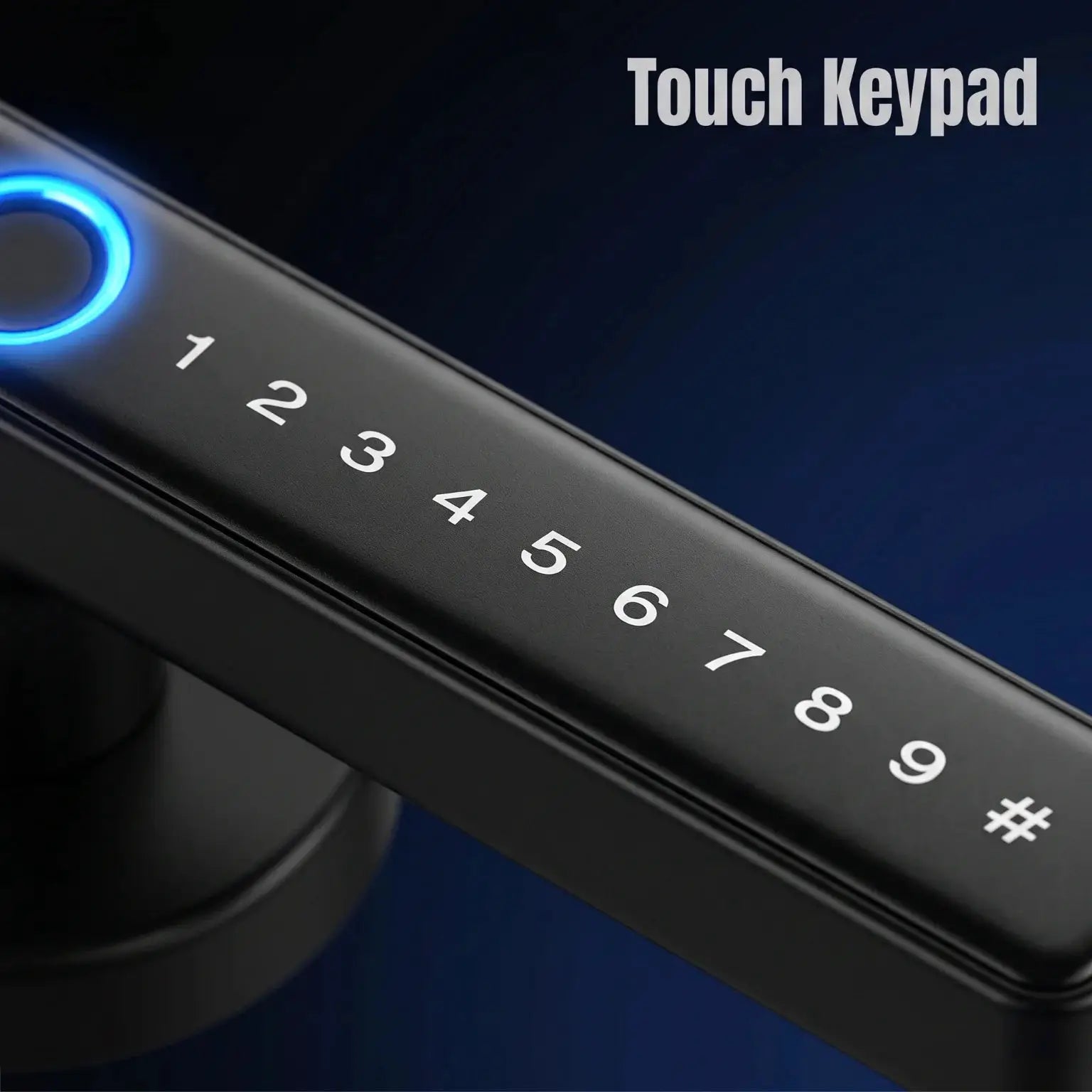 Tuya Bluetooth smart door lock with touch keypad, black lever, Simples Market.
