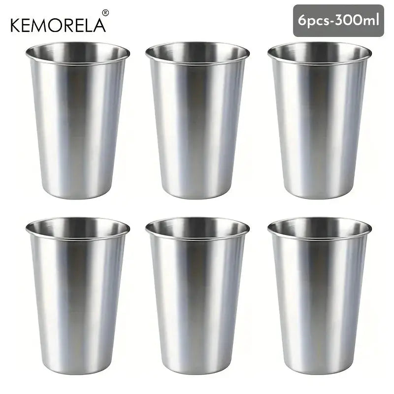 Kemorela 4 Piece Stainless Steel Cup Set With 300ml 400ml And 500ml Tumblers Stackable Camping Drinking Glasses