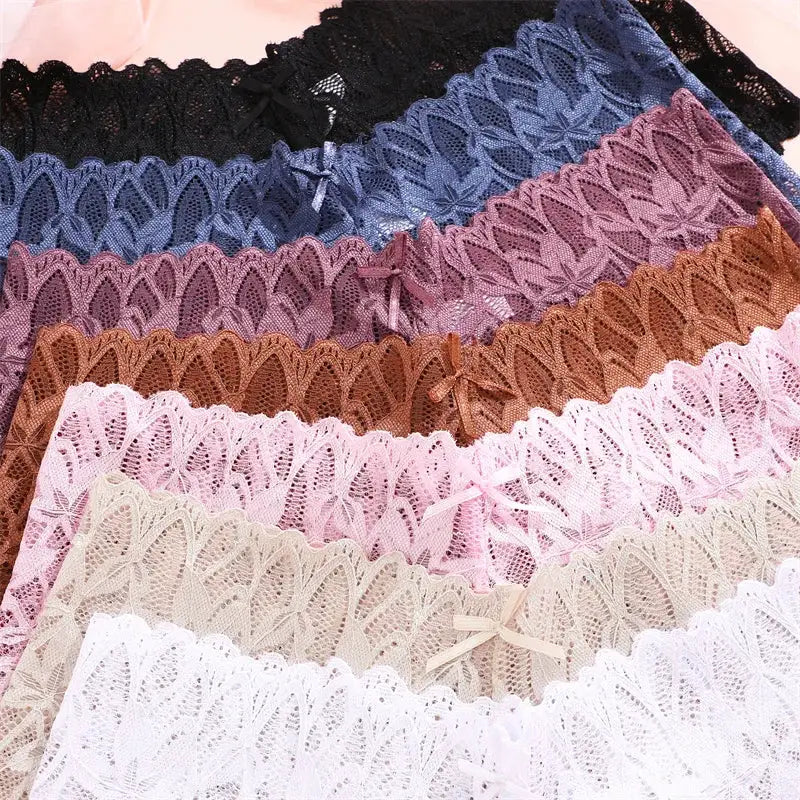 4-pack women's floral lace panties in assorted colors with V-waist, Simples Market