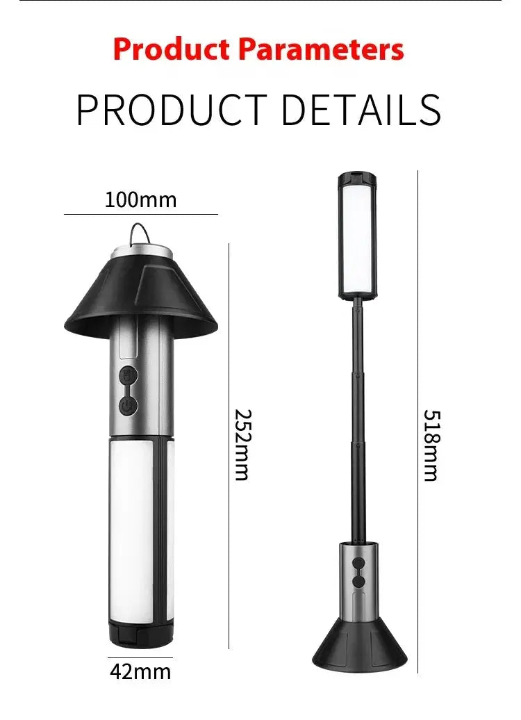 Simples Market rechargeable outdoor camping light; portable foldable tent lamp with built-in power bank