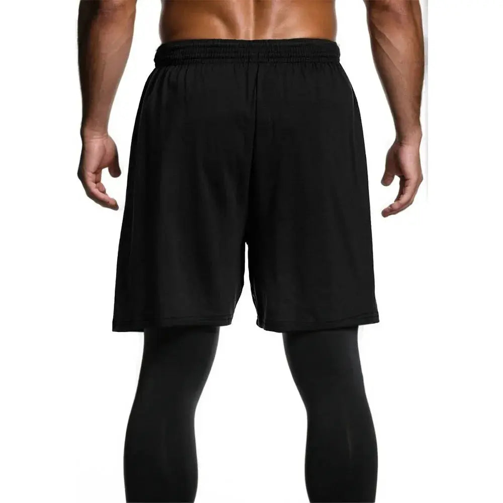 Men's 2-in-1 compression sport pants, black, quick-dry training wear