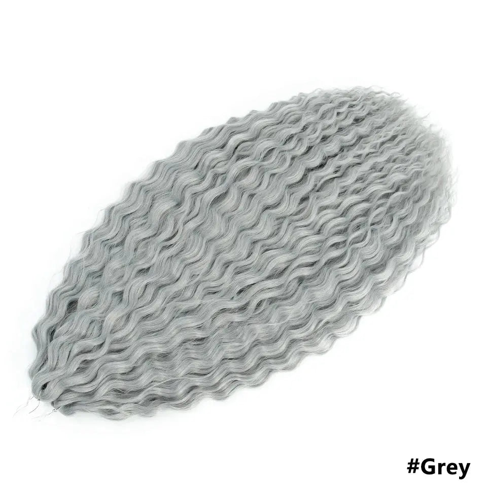 Ariel Curls hair extensions in grey synthetic water-wave crochet style