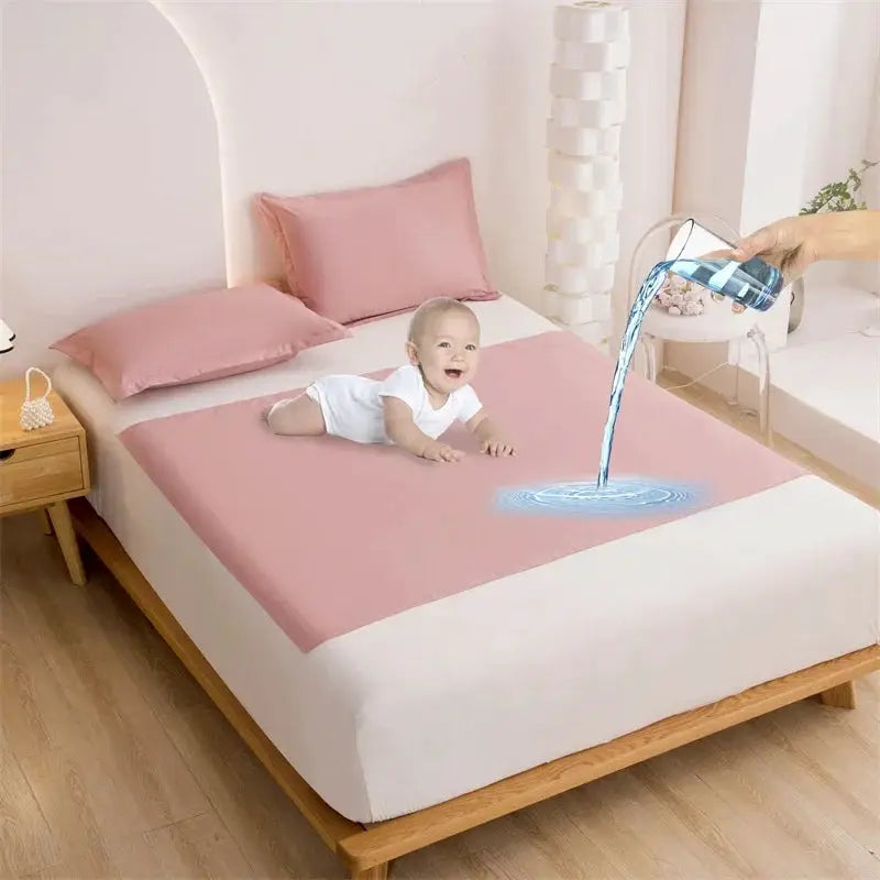 Bed flat sheet TPU waterproof mattress cover by Simples Market in pink