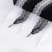 Lace-up shoelaces for sneakers, black and white lace with metal aglets, set of 4