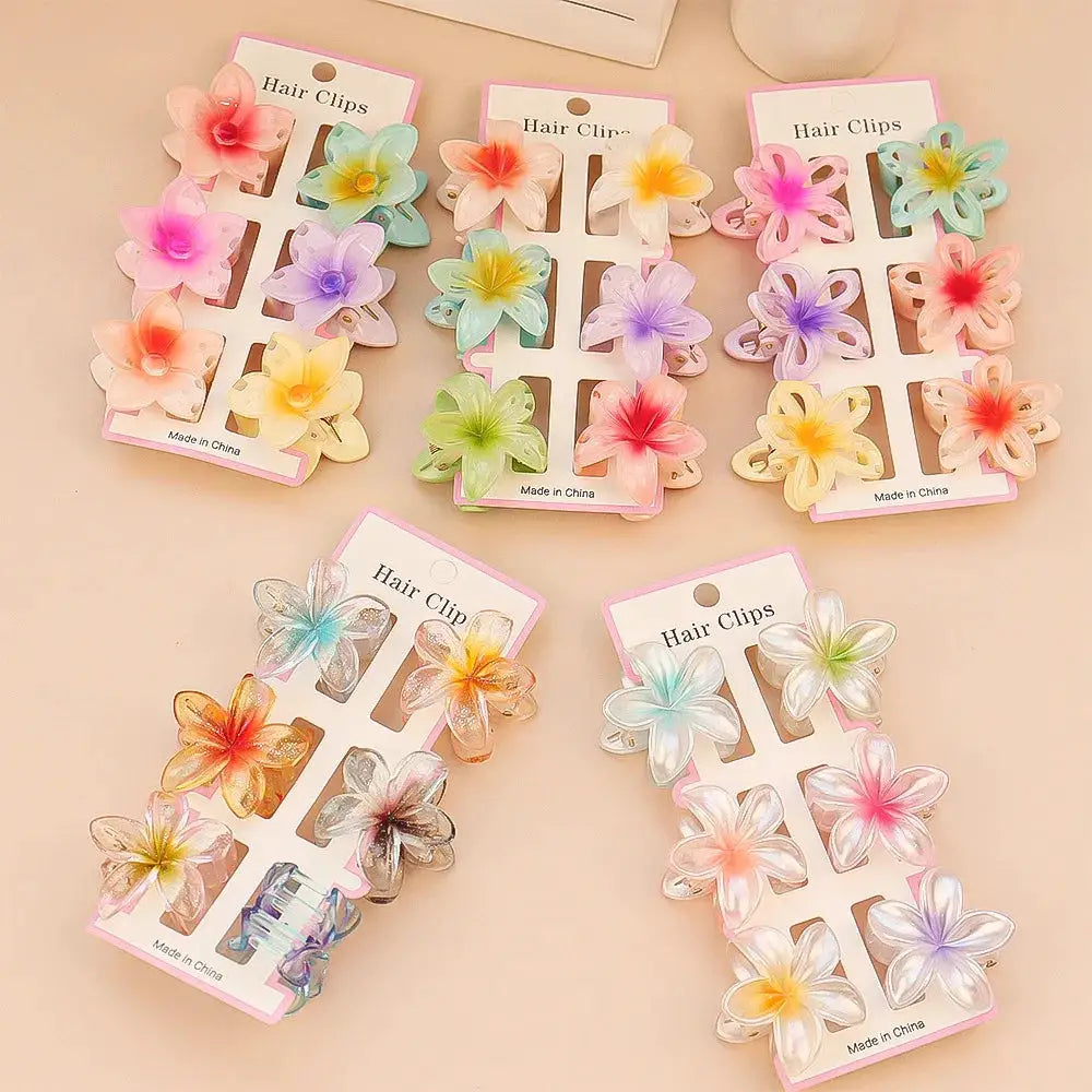 VivaCharm Colorful Transparent Flower Hair Claw Clips Six Pieces For Thick And Thin Hair Secure And Stylish