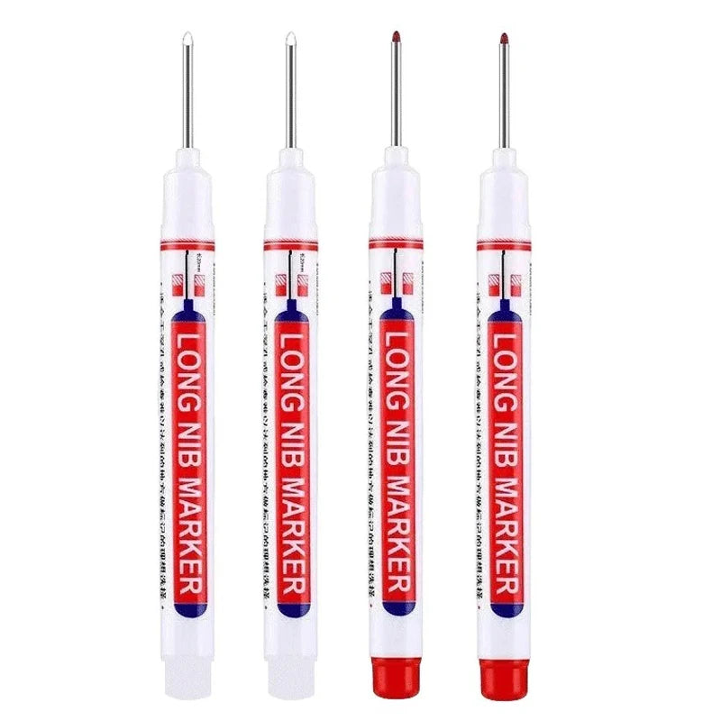 4-piece long-nib marker set with metal nibs, waterproof multipurpose markers