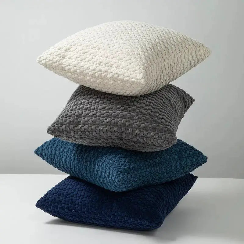 Soft velvet double-sided sofa cushion covers; set of four in white, gray, teal, navy