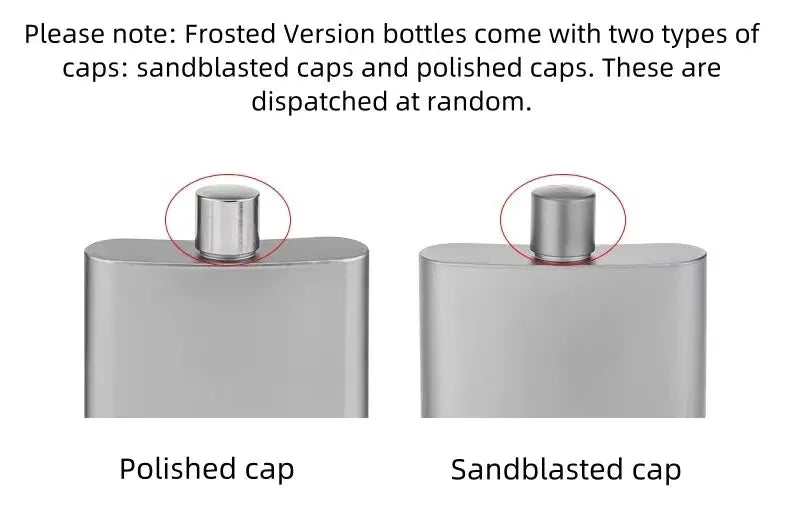 Simples Market Tiartisan titanium hip flask 100ML with polished or sandblasted cap (2 caps shown)