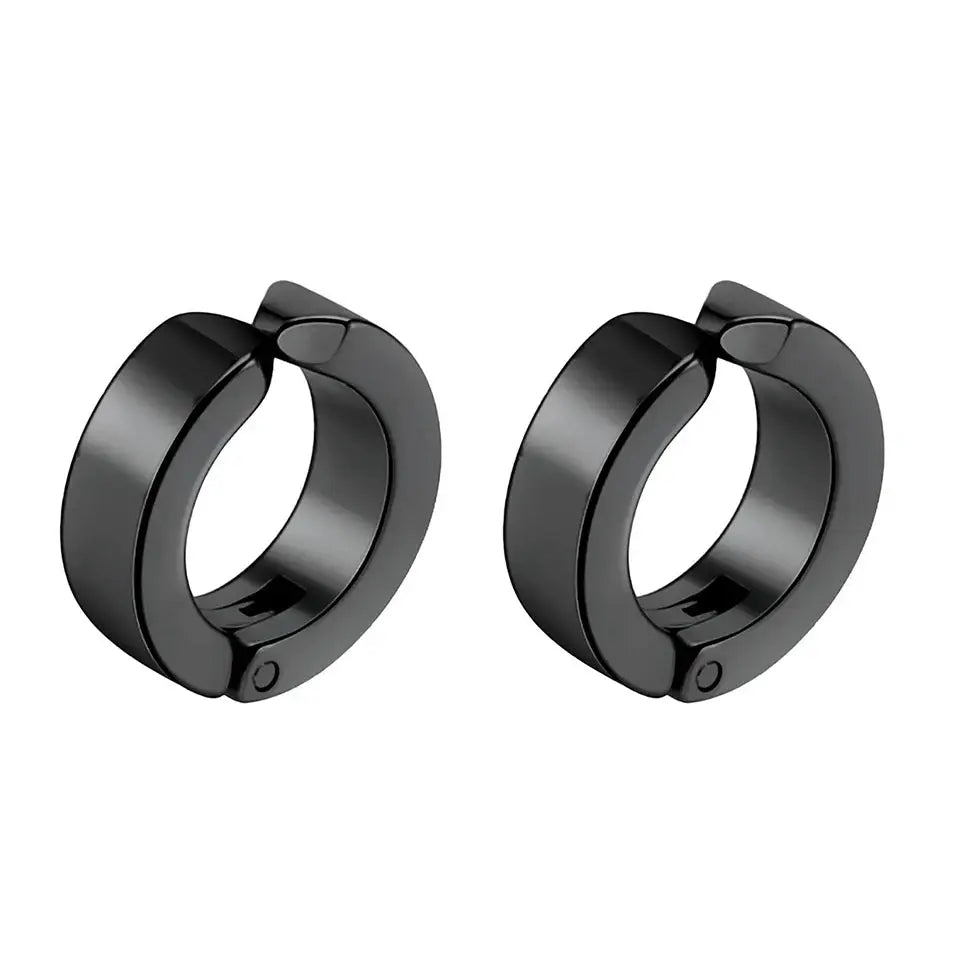 ZAKOL 2Pcs Set Non Piercing Ear Clip Earrings For Men Circle Round Punk Rock Style Stainless Steel Jewelry Gift
