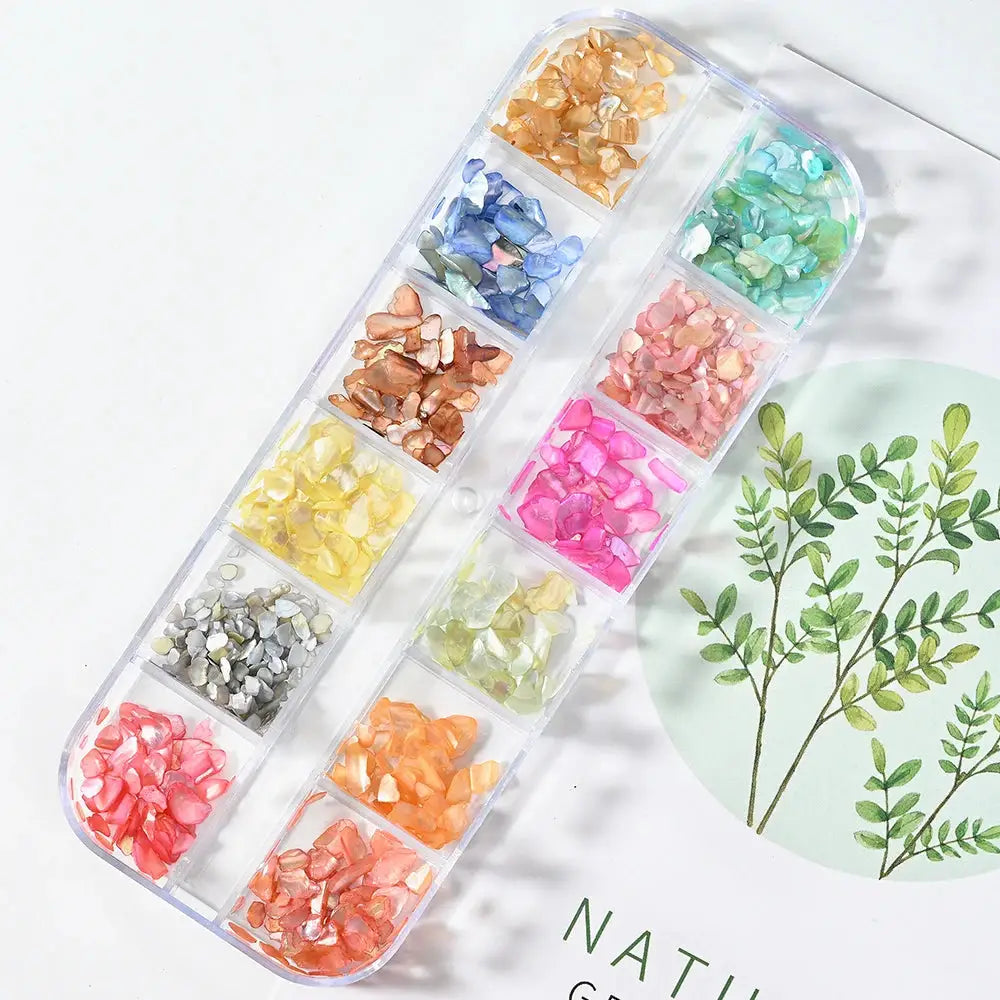 Aurora Abalone Shell Flakes Nail Charms 3D Irregular Slice Sequins Iridescent Natural Shell Shimmers For Nail Art