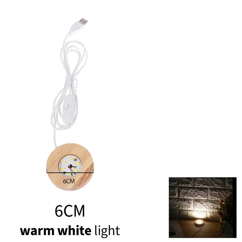 TimberLux Wood Desktop LED Night Light Base USB RGB Lamp For Art And Collectibles Warm White RGB Lighting