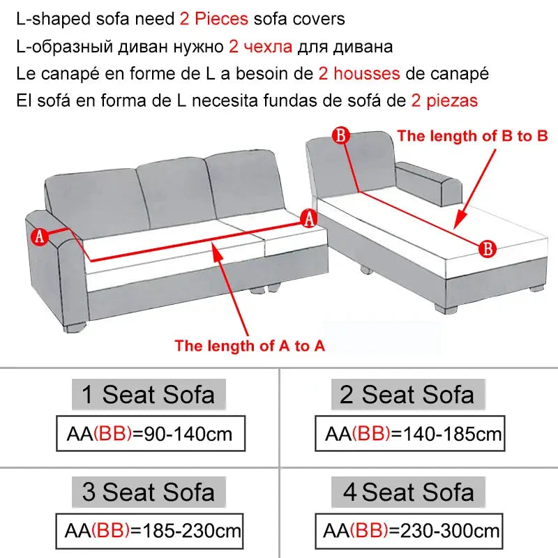 Stretch Velvet Sofa Covers by Simples Market, 2-piece L-shaped set with non-slip elastic bottom