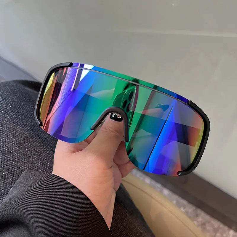 Y2K Style Cycling Sunglasses Windproof Unisex Road Riding Sports Glasses With Retro Reflective Lenses