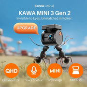 KAWA MINI 3 Gen 2 dash cam, compact black car DVR with 2K QHD and voice control