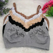 Wire-free lace bra set; 5-pack in gray, black, beige, white, brown; unlined plus-size lingerie
